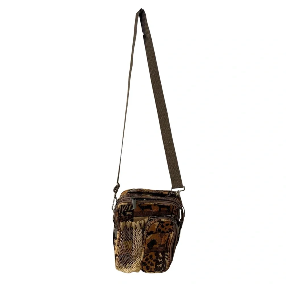 Vintage Rare Safari Tapestry Crossbody Satchel Bag